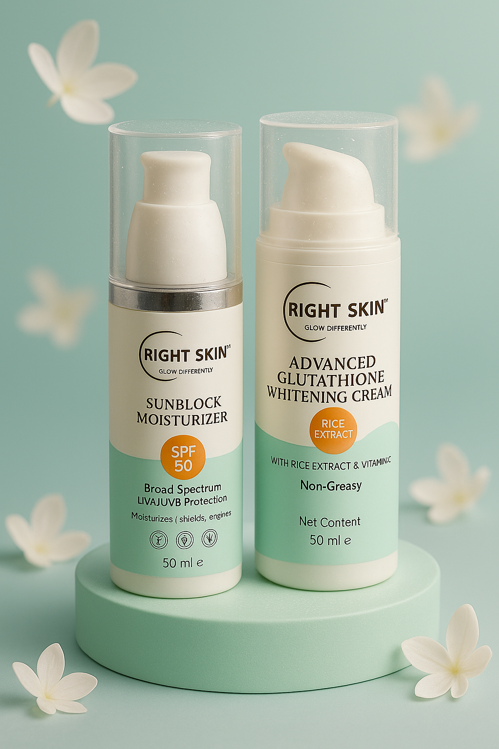 RIGHT SKIN™ Sunblock & Whitening Cream Glow Bundle